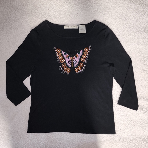 Lucia Barnes , Gorgeous Intricate , Boho , Crystal, Butterfly🦋 Sweater - Picture 2 of 16